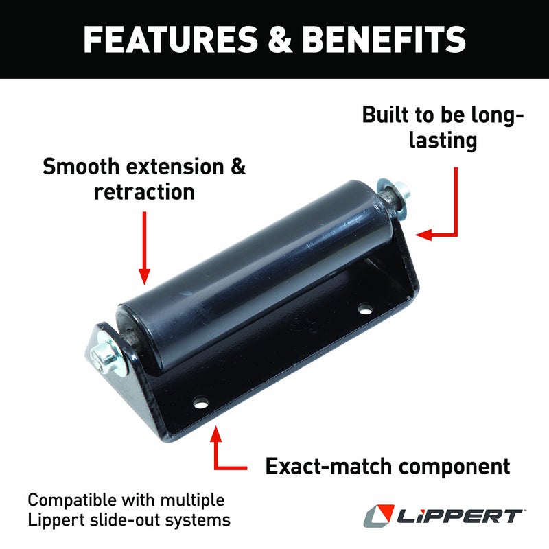 Lippert Components Lippert J-33 Roller (1.55" H x 4" W x 3.63") - Compatible with Lippert Slide-Out Systems - Solid Steel Plate with Nylon Roller for Smooth and Reliable Operation - Flush Mount Design - 244838 - Image 3